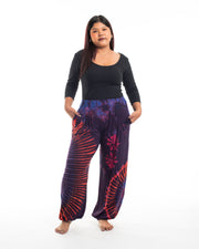 Plus Size Soft Flex Womens Tie Dye Harem Pants in Purple