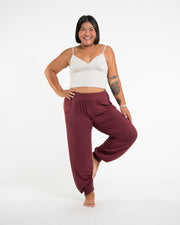 Plus Size Soft Flex Womens Harem Pants in Solid Maroon