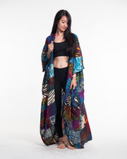 Tie Dye Patchwork Long Kimono Robe 01