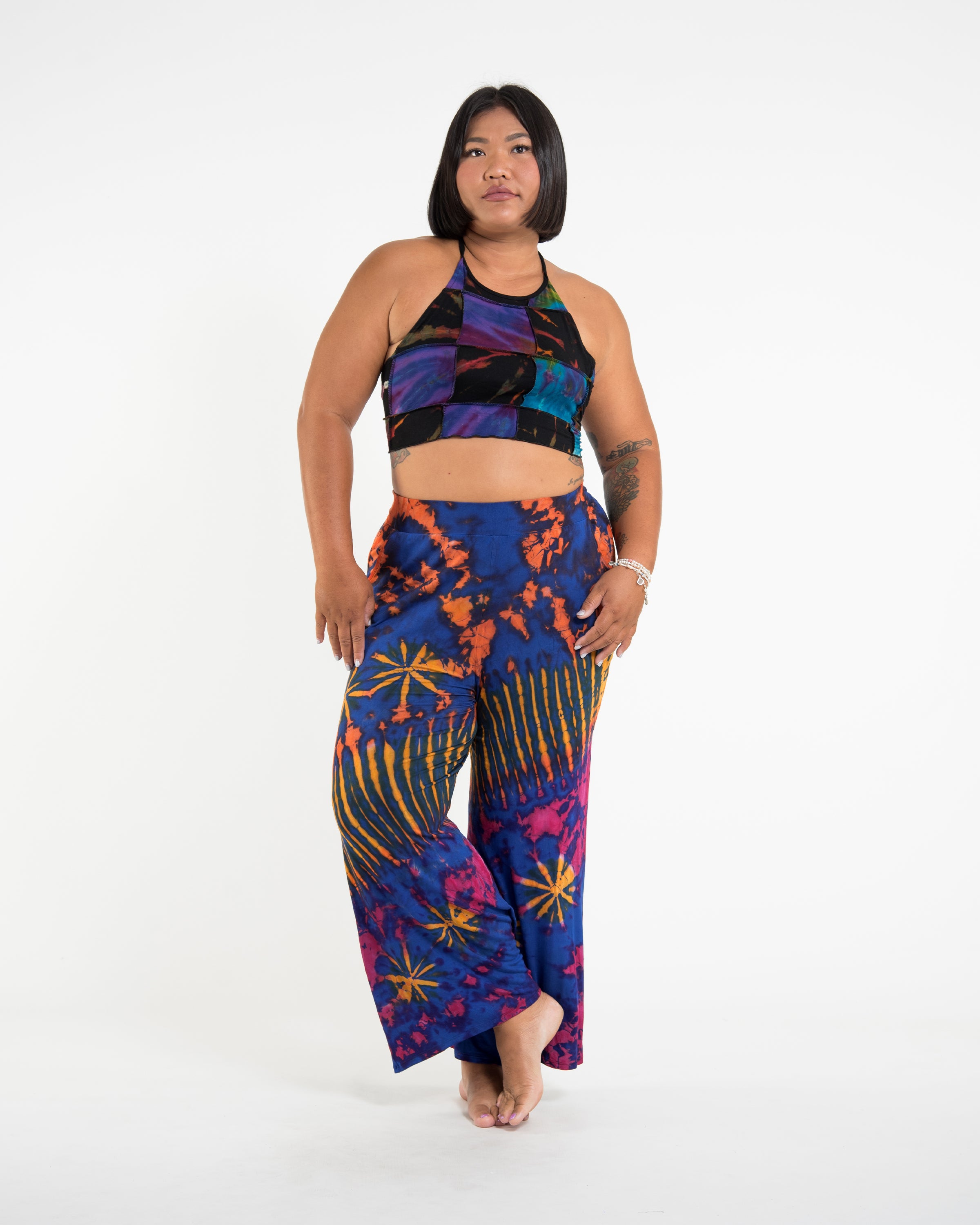 Soft Flex Tie Dye Wide Leg Pants in Royal Blue