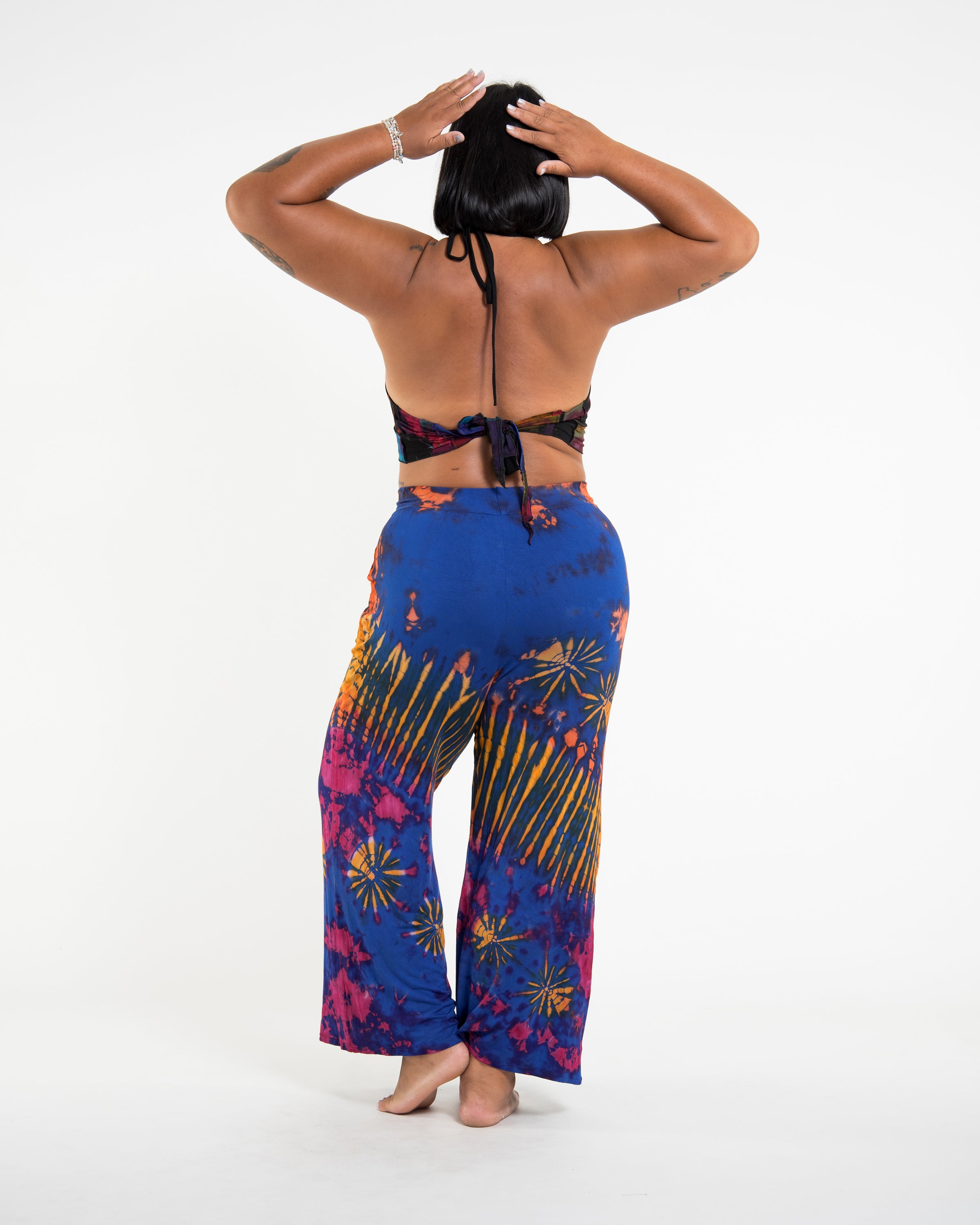 Soft Flex Tie Dye Wide Leg Pants in Royal Blue