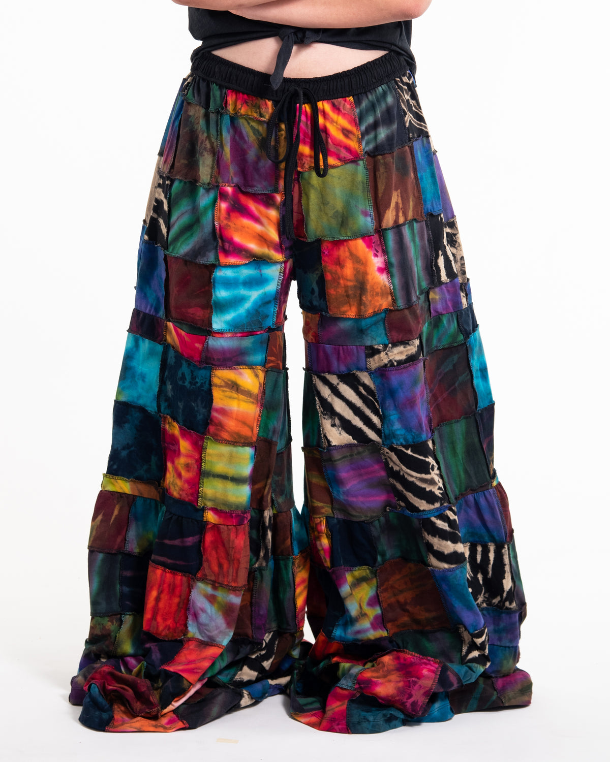 Plus Size Patchwork Tie Dye Palazzo Pants