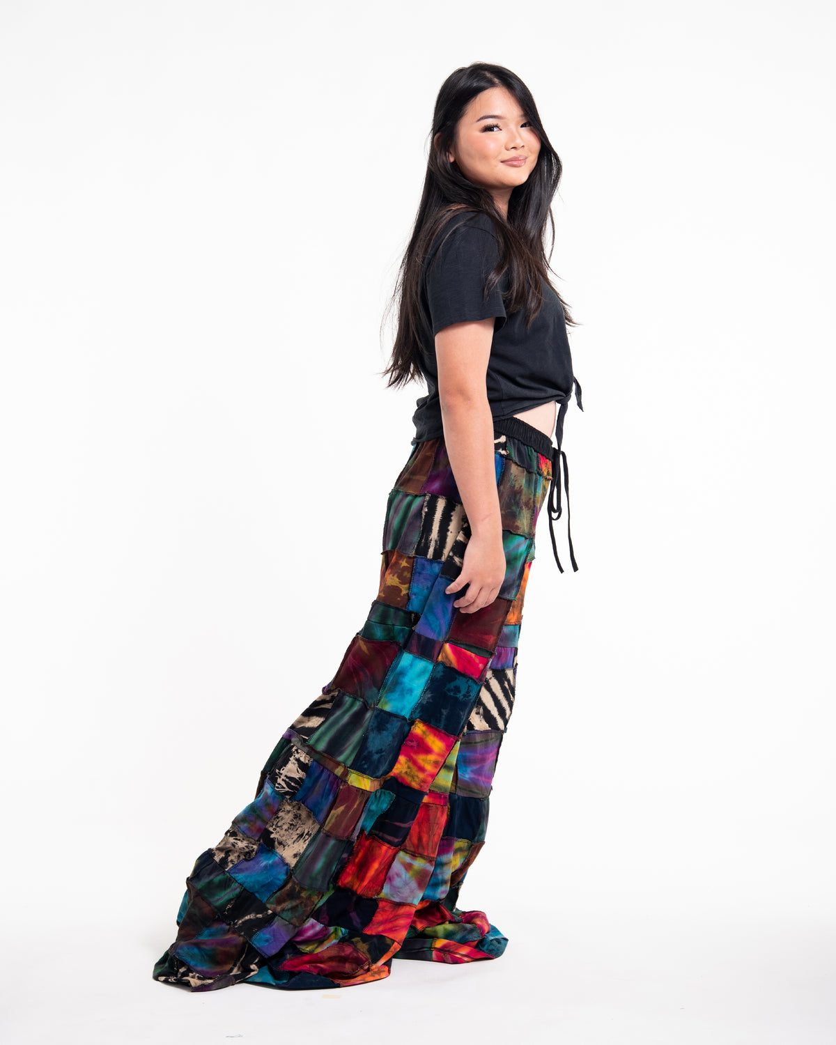 Plus Size Patchwork Tie Dye Palazzo Pants