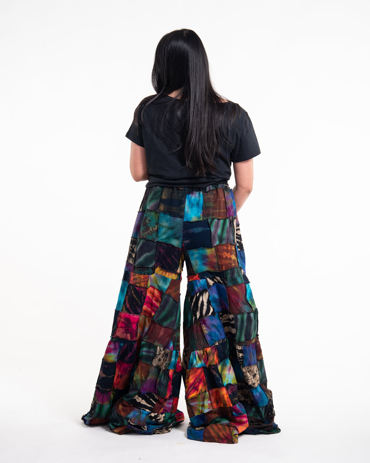 Plus Size Patchwork Tie Dye Palazzo Pants