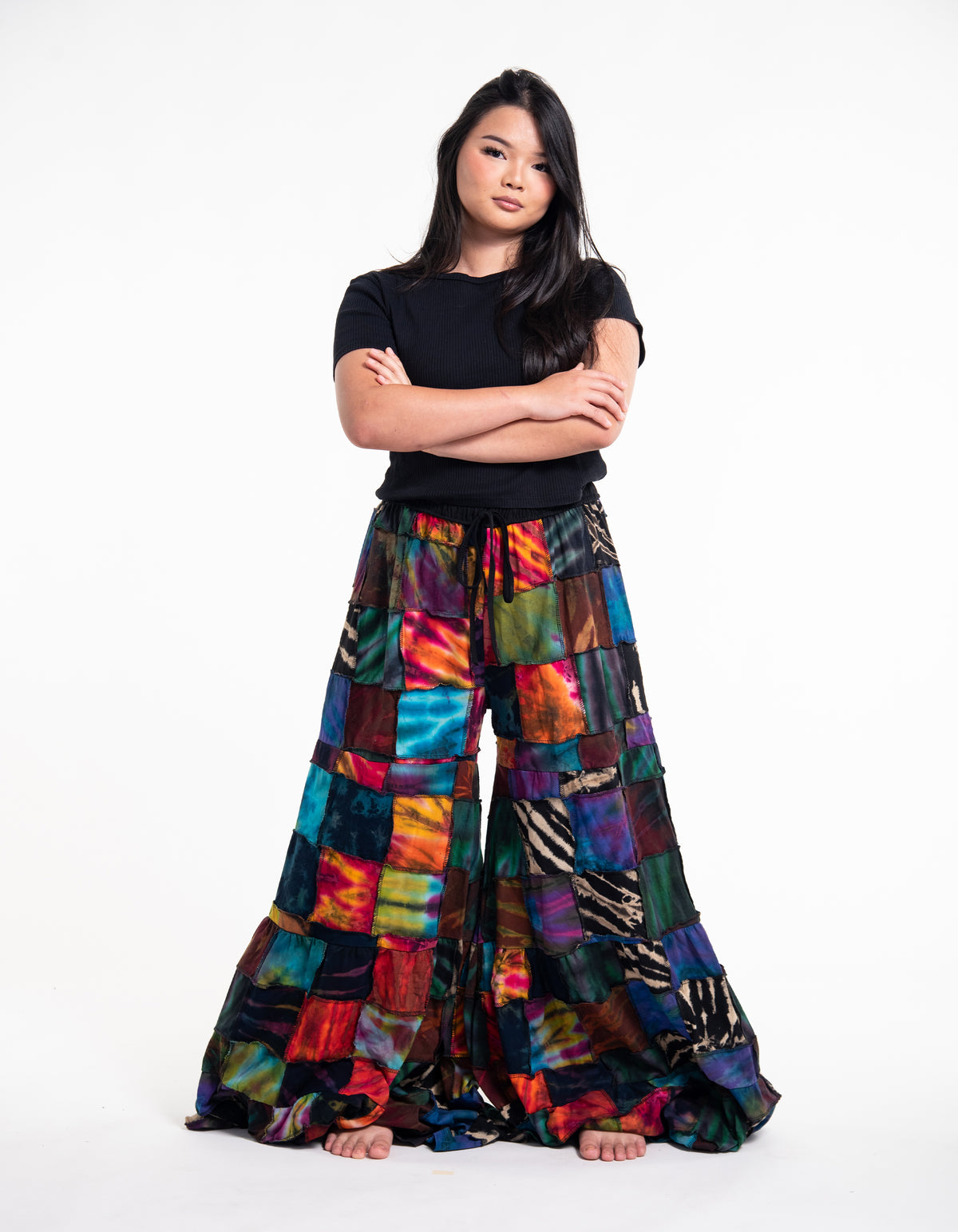 Plus Size Patchwork Tie Dye Palazzo Pants