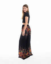 Floral Palazzo Style Harem Pants in Black