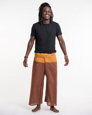 Unisex 2-Tone Pinstripes Thai Fisherman Pants in Brown