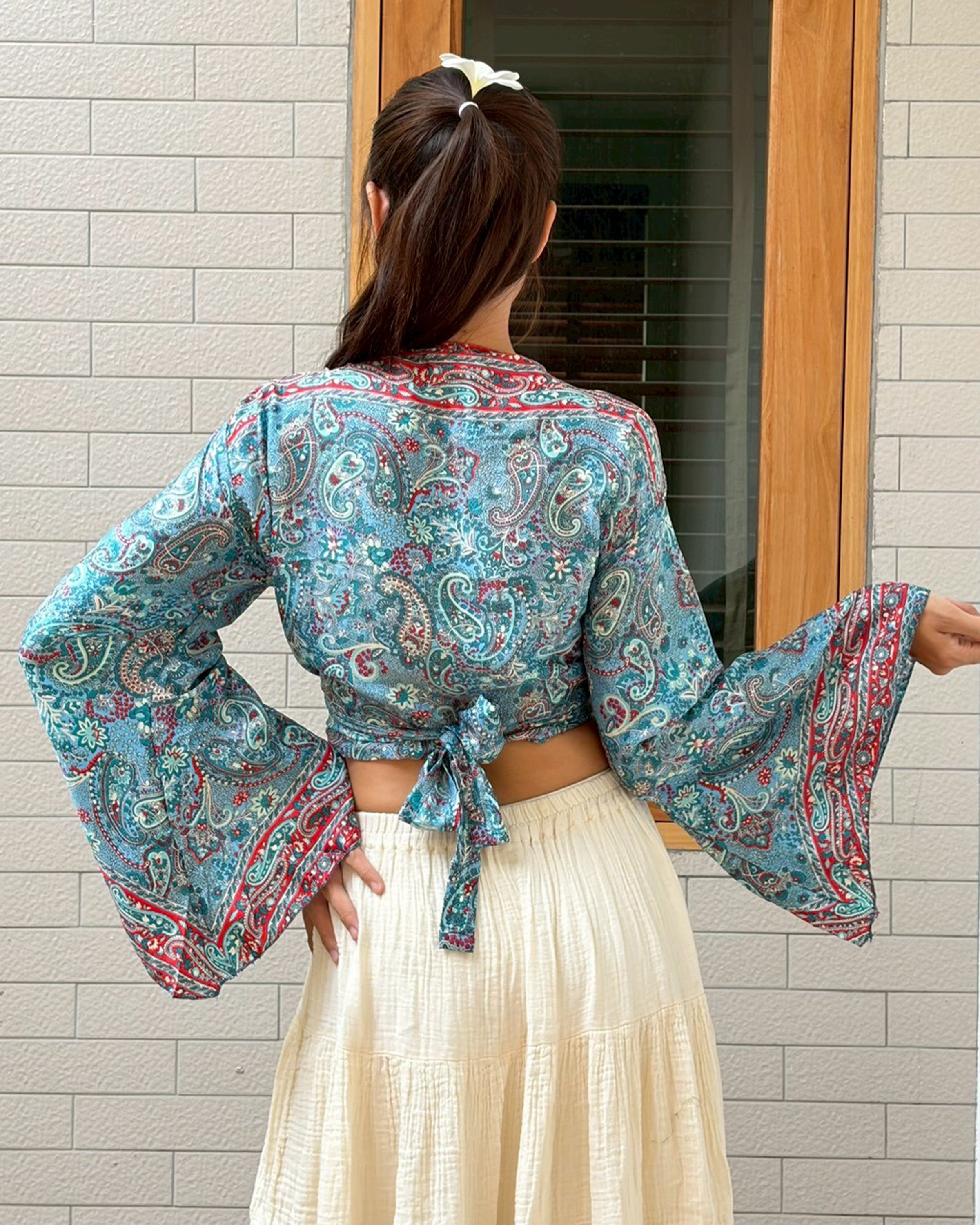 Solstice Paisley Tie Top in Sky Blue
