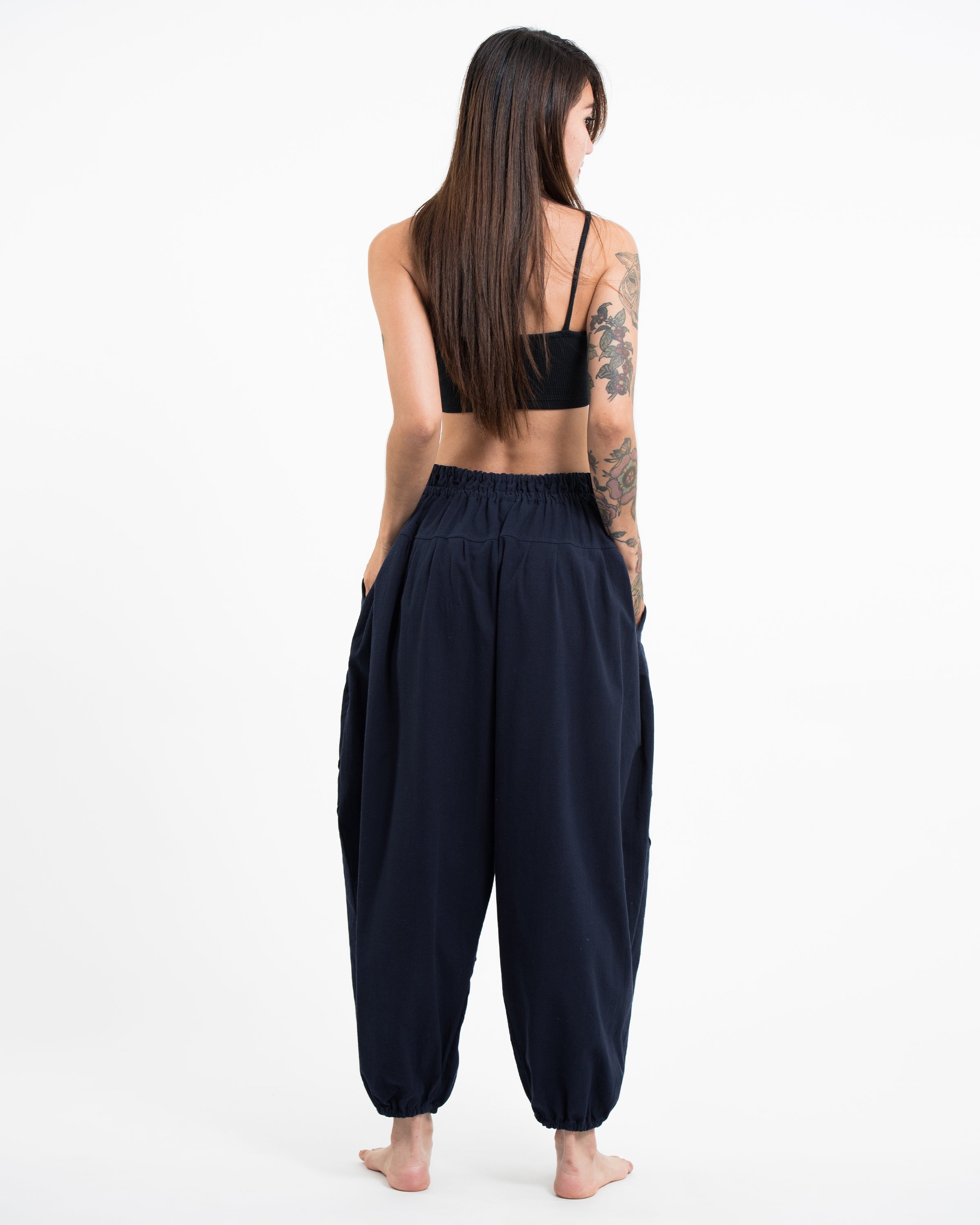 Genie Women's Cotton Harem Pants in Navy