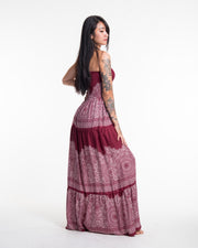 Floral Mandalas Smocked Maxi Dress in Red