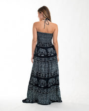 Marble Elephant Smocked Maxi Dress in Black