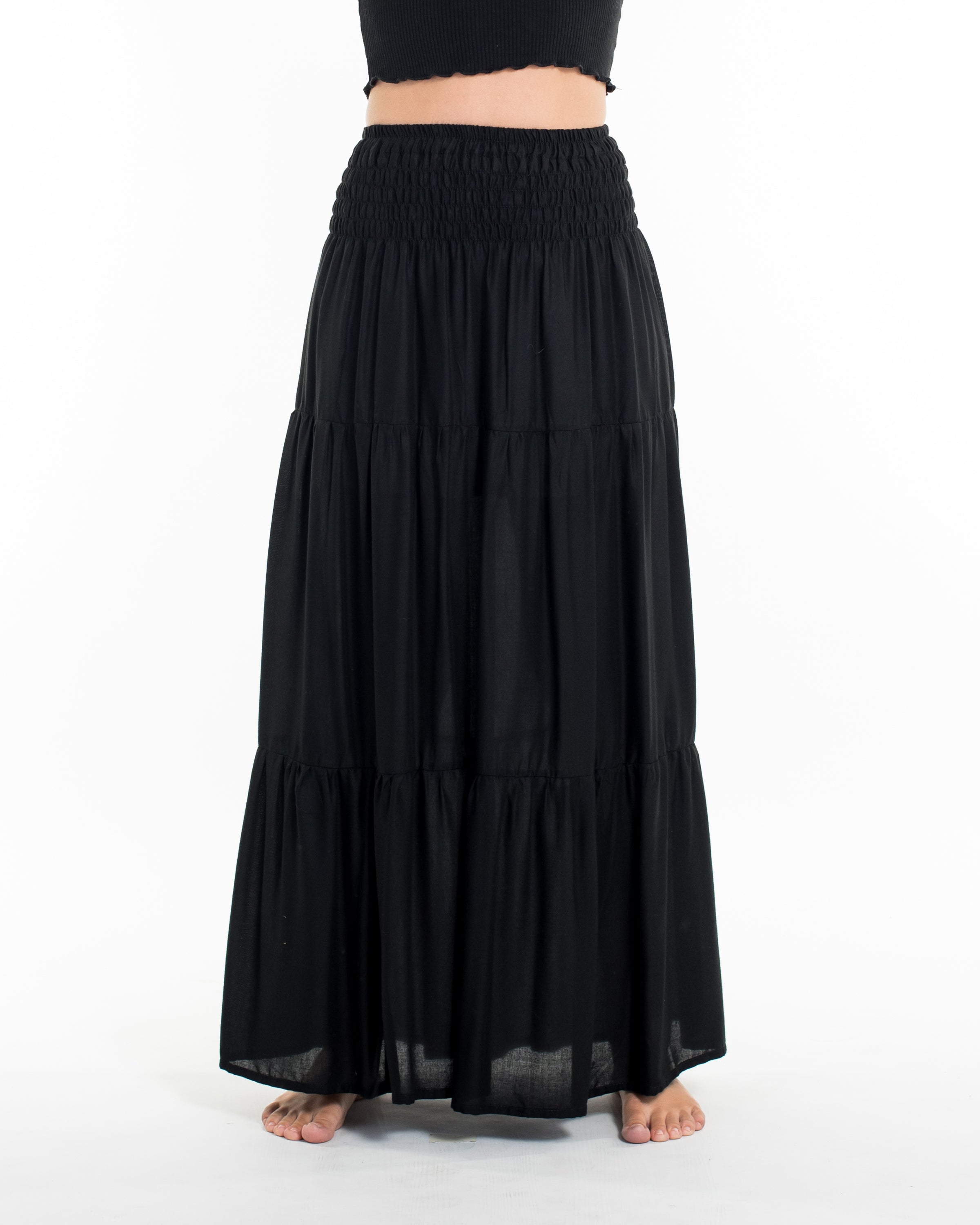 Solid Color Long Skirt in Black