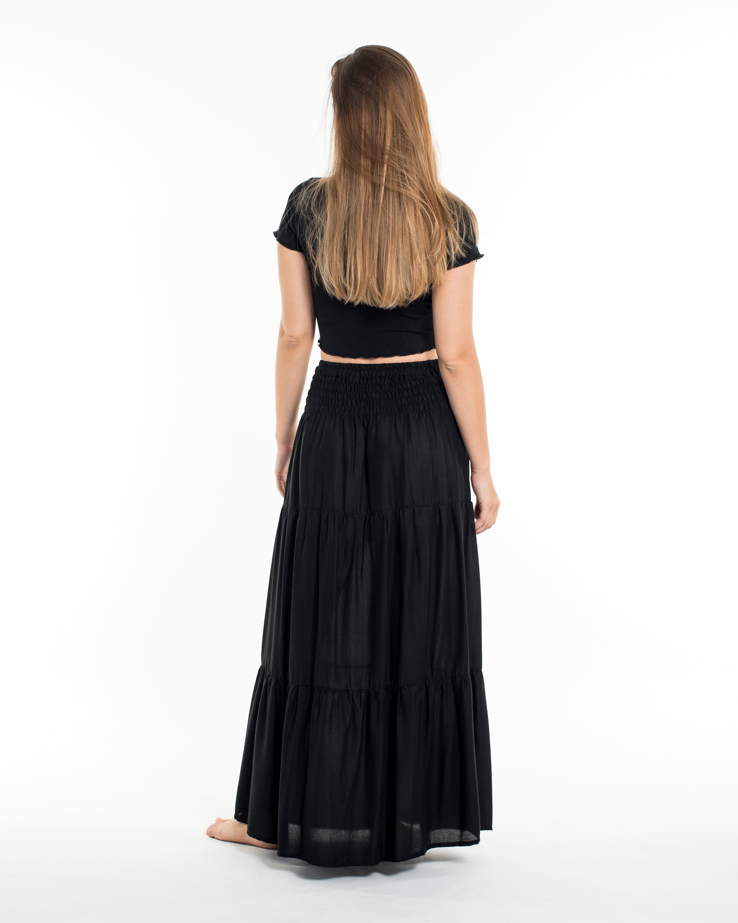 Solid Color Long Skirt in Black