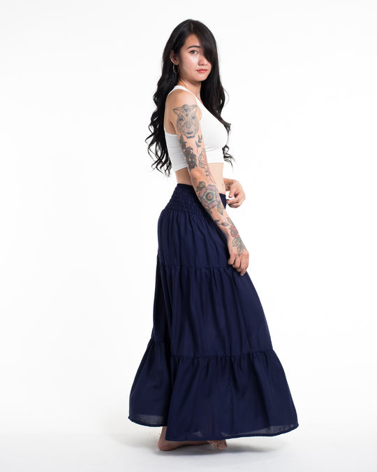 Solid Color Long Skirt in Blue
