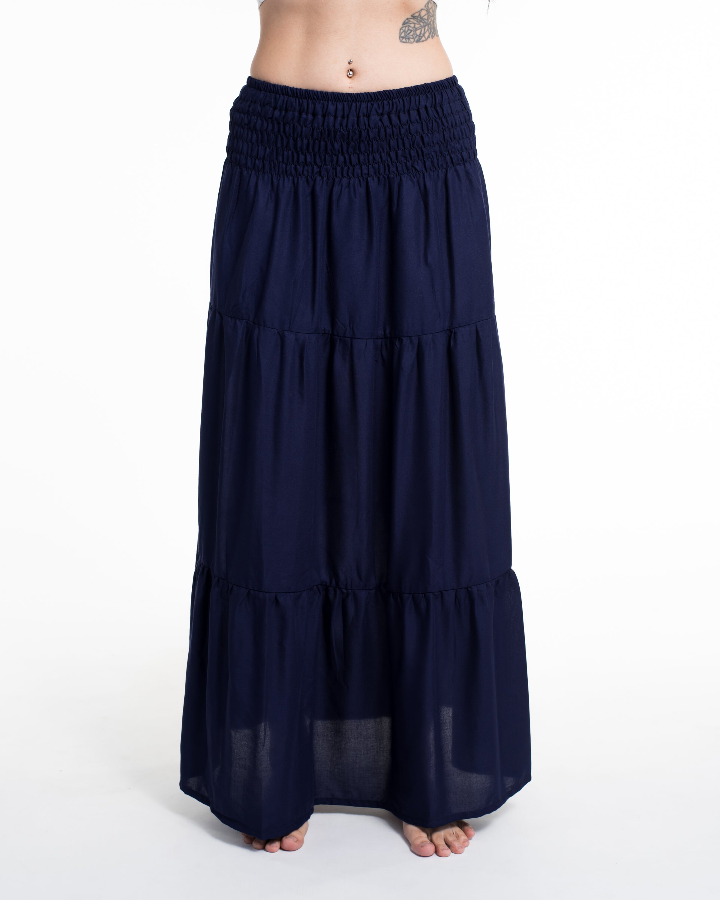Solid Color Long Skirt in Blue