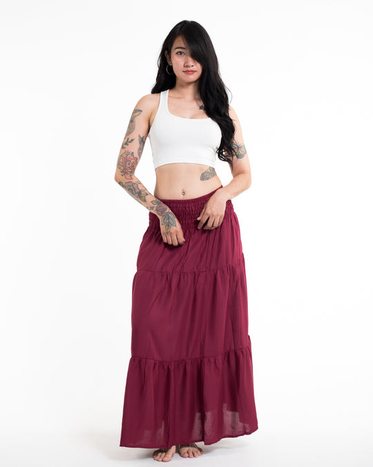 Solid Color Long Skirt in Red