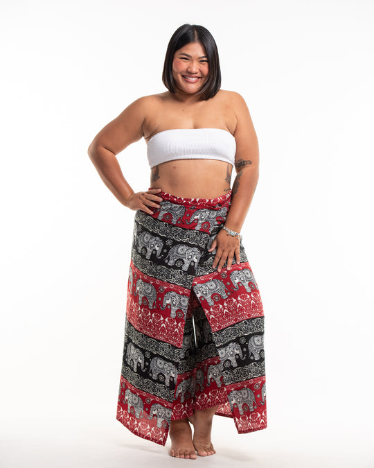 Plus Size Divine Elephant Wrap Palazzo Style Harem Pants in Red