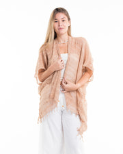Hand-Woven Cotton Kimono Cardigan in Beige