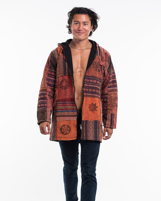 Patchwork Stone Washed Cotton Jacket in Brick 02