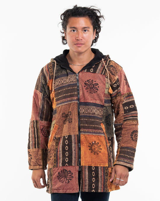 Patchwork Stone Washed Cotton Jacket in Brown 02