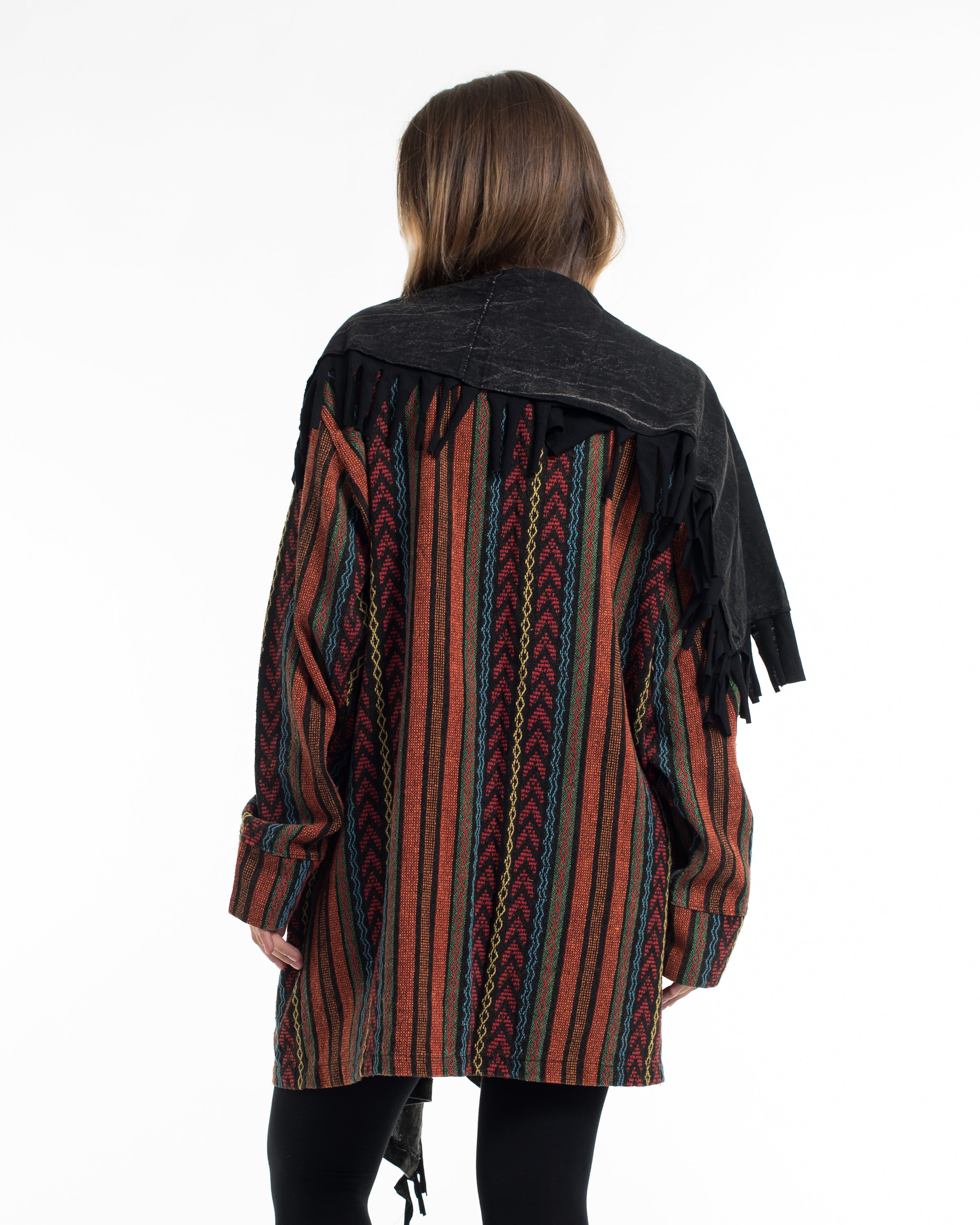 Tribal Cloak Jacket | Stonewash Drape in Black