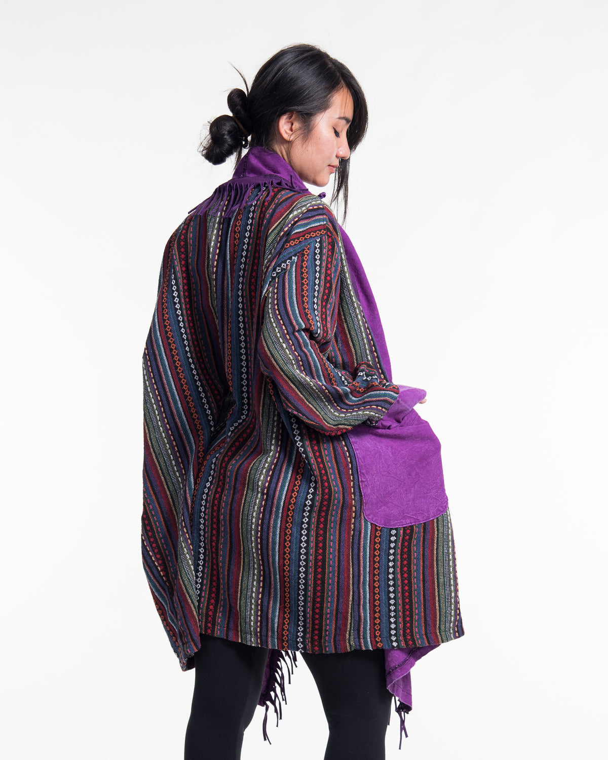 Tribal Cloak Jacket | Stonewash Drape in Lilac