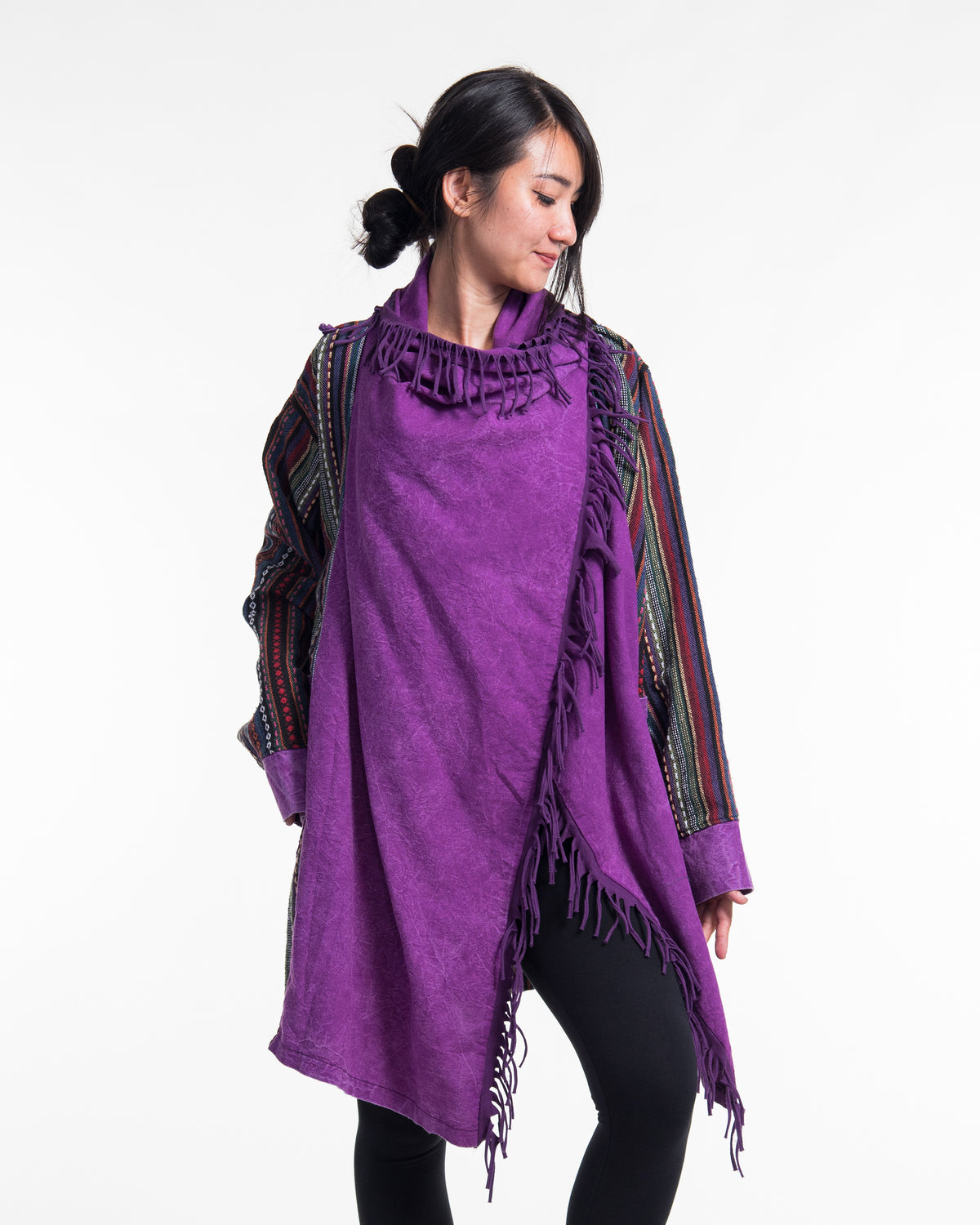 Tribal Cloak Jacket | Stonewash Drape in Lilac