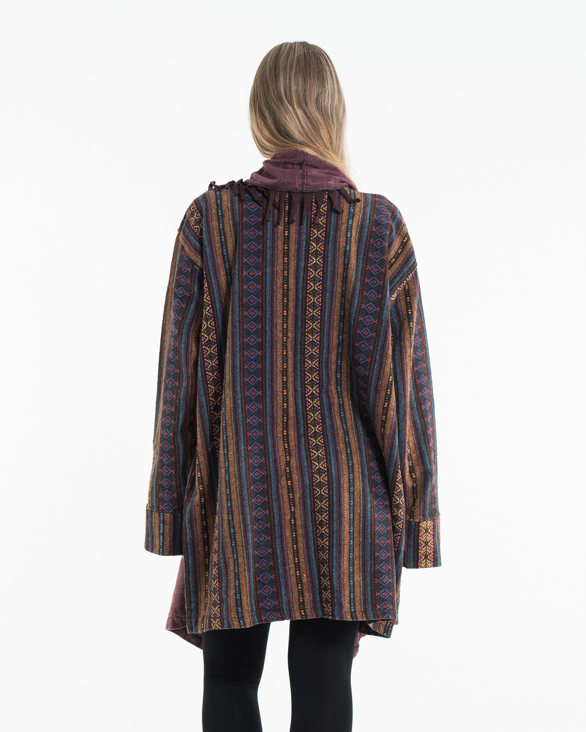 Tribal Cloak Jacket | Stonewash Drape in Maroon