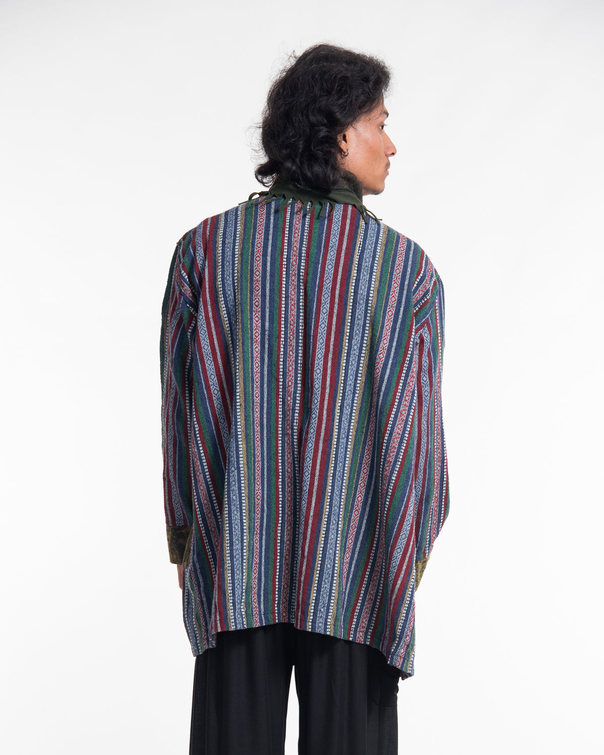 Tribal Cloak Jacket | Stonewash Drape in Olive Gold