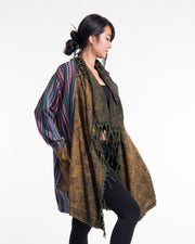 Tribal Cloak Jacket | Stonewash Drape in Olive Gold