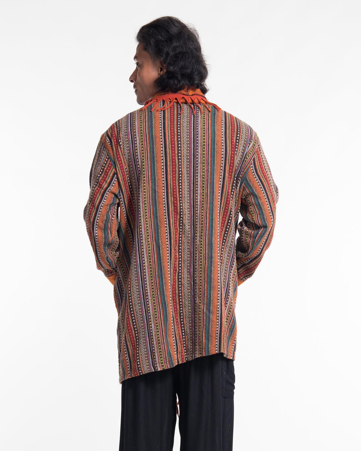 Tribal Cloak Jacket | Stonewash Drape in Orange