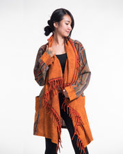 Tribal Cloak Jacket | Stonewash Drape in Orange