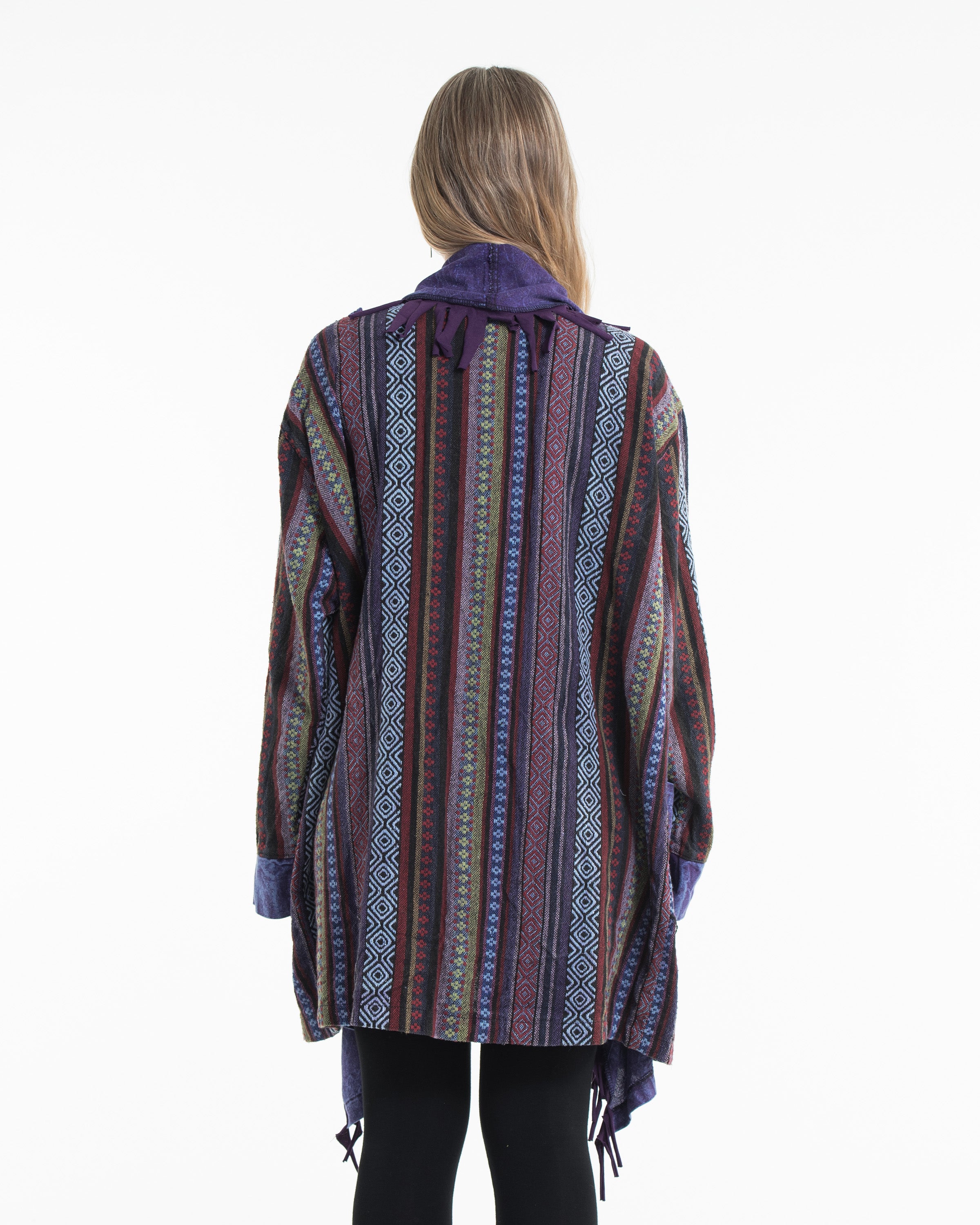 Tribal Cloak Jacket | Stonewash Drape in Purple