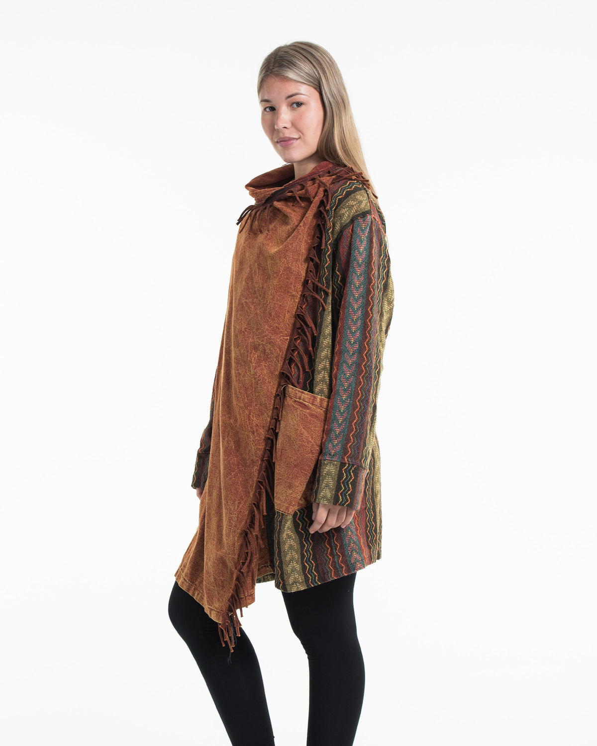 Cloak Jacket Rust Tribal Cloak Jacket | Stonewash Drape in Rust – Harem Pants