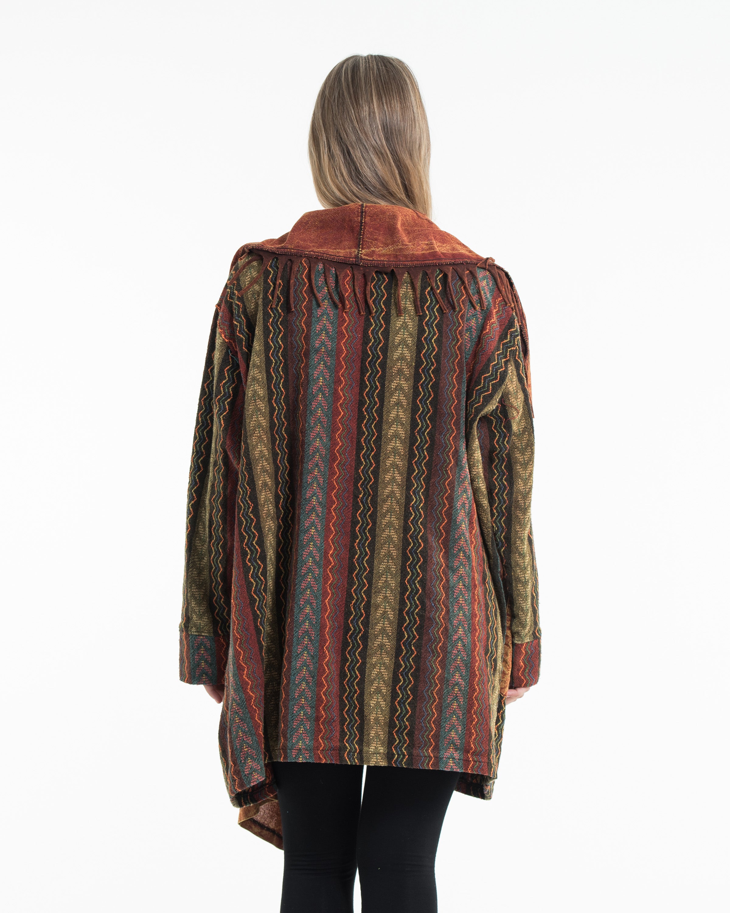 Tribal Cloak Jacket | Stonewash Drape in Rust