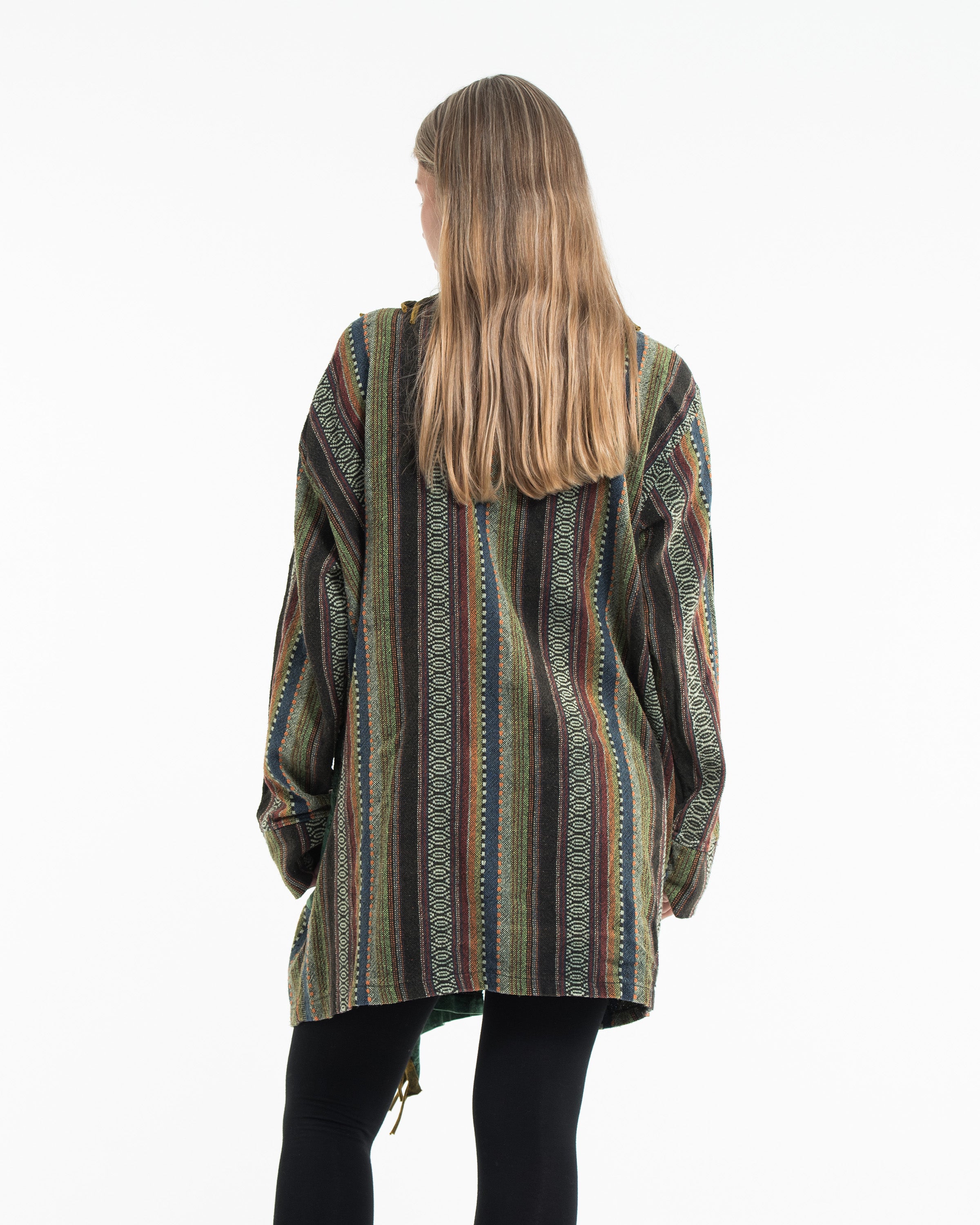 Tribal Cloak Jacket | Stonewash Drape in Green
