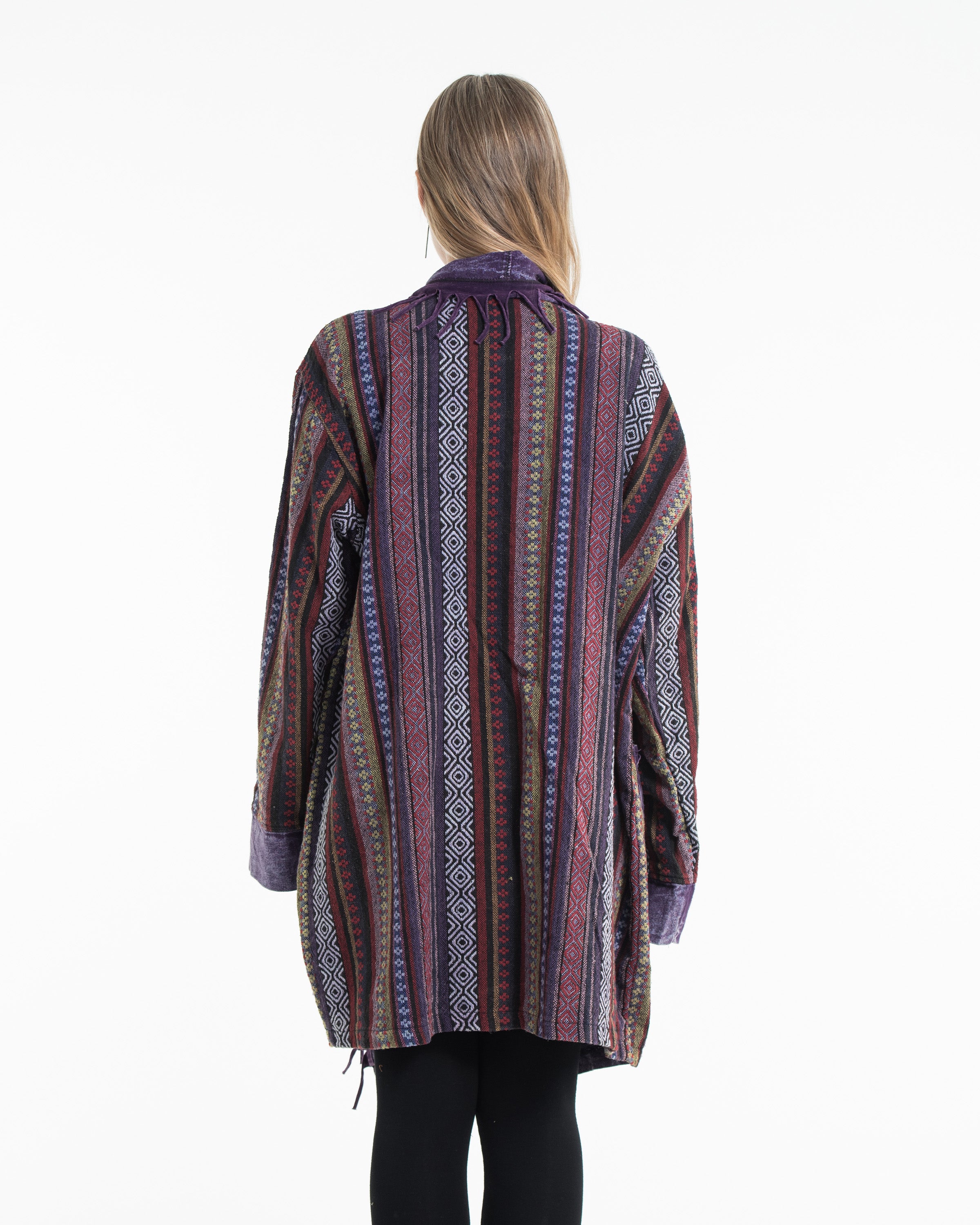 Tribal Cloak Jacket | Stonewash Drape in Violet