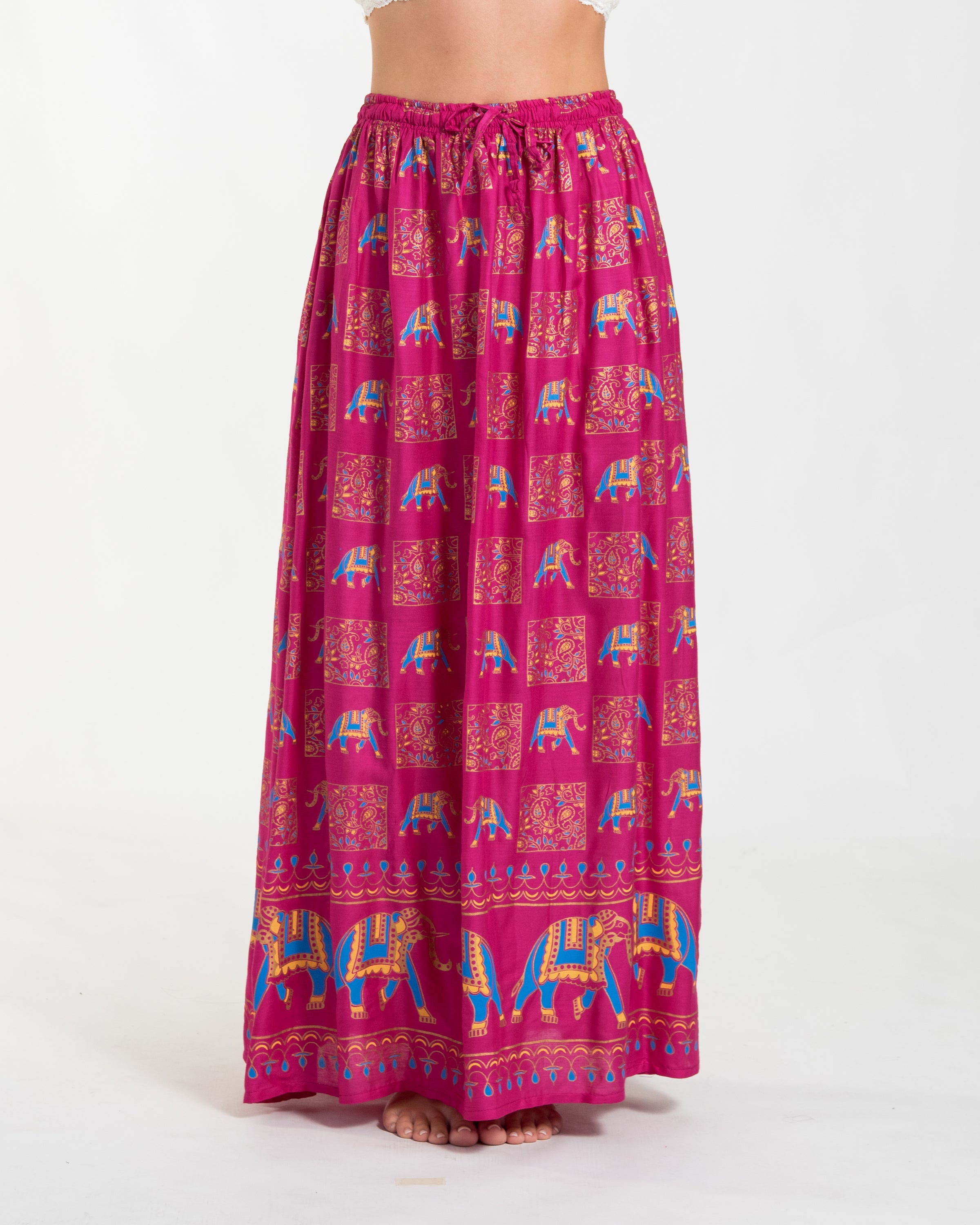 Elephant Print Midi Skirt in Pink
