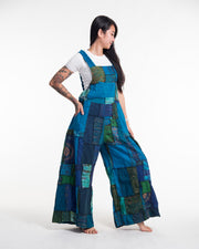 Patchwork Stonewash Overall in Multi Blue