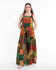 Patchwork Stonewash Overall in Multi Brick