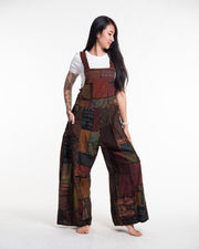 Patchwork Stonewash Overall in Multi Brown