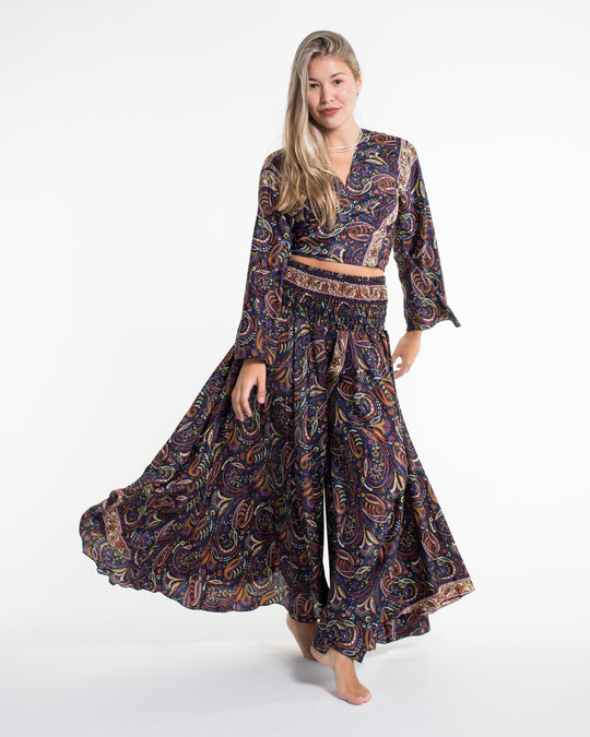 Stellar Paisley Tie Top and Palazzo Pants in Navy