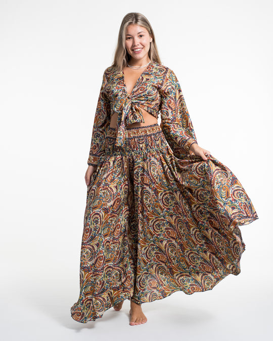 Stellar Paisley Tie Top and Palazzo Pants in Yellow