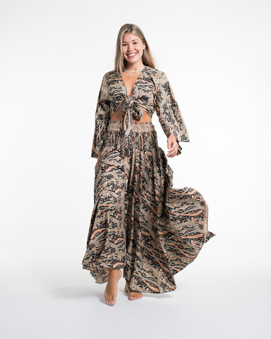 Mystic Paisley Tie Top and Palazzo Pants in Black