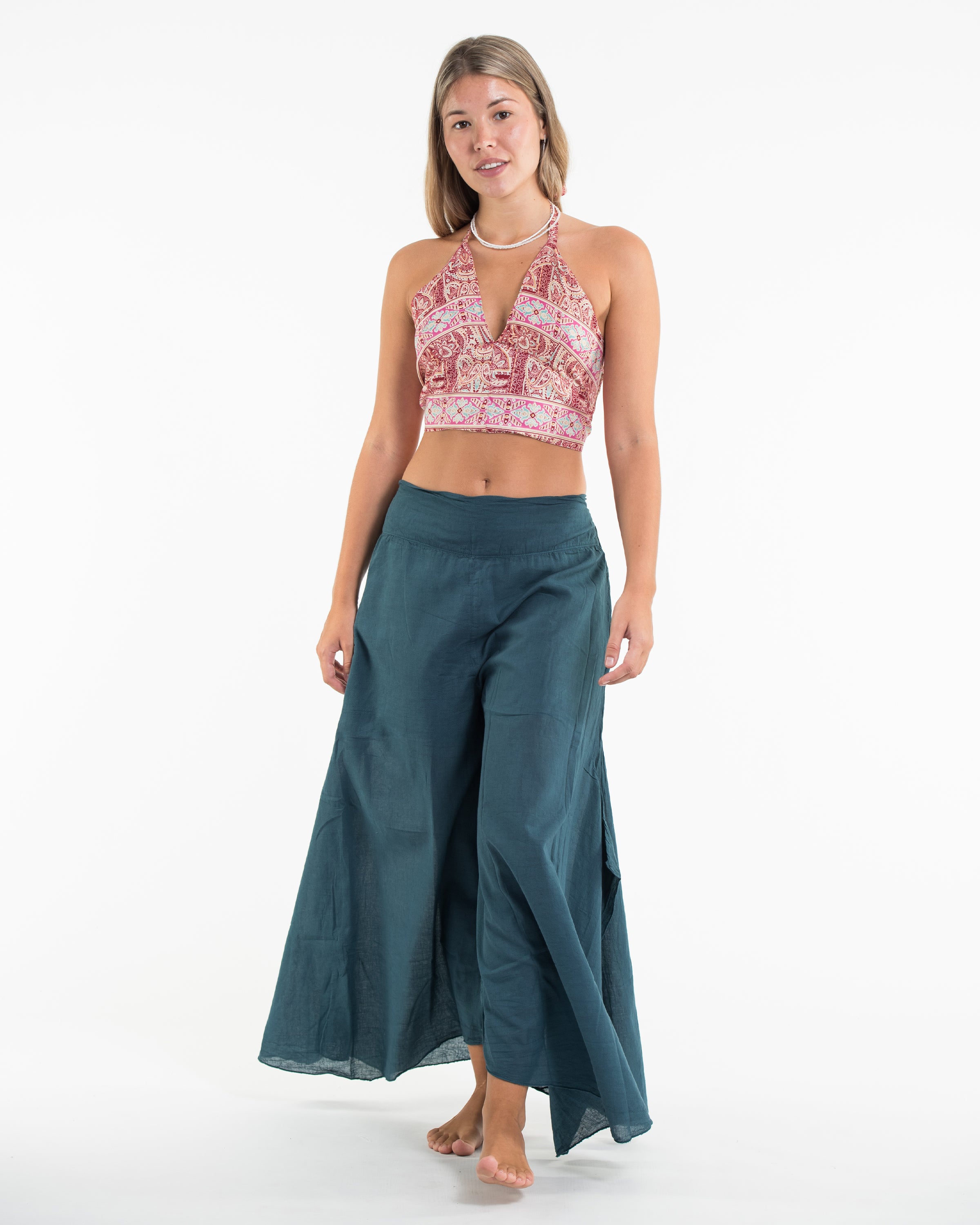 Paisley Halter Crop Top in Saffron Red (Petite)