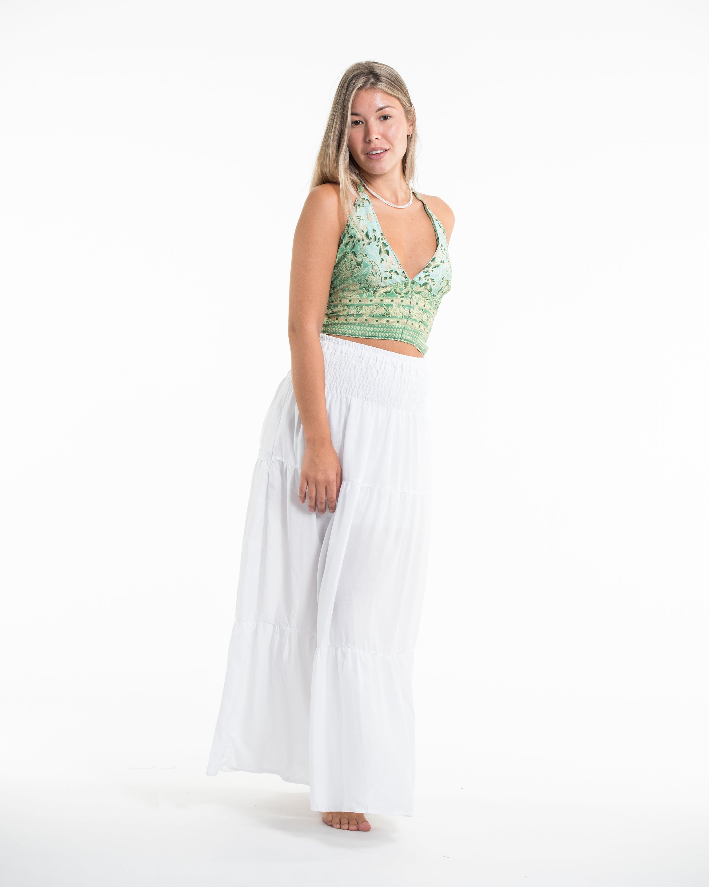 Paisley Halter Crop Top in Serene Sage
