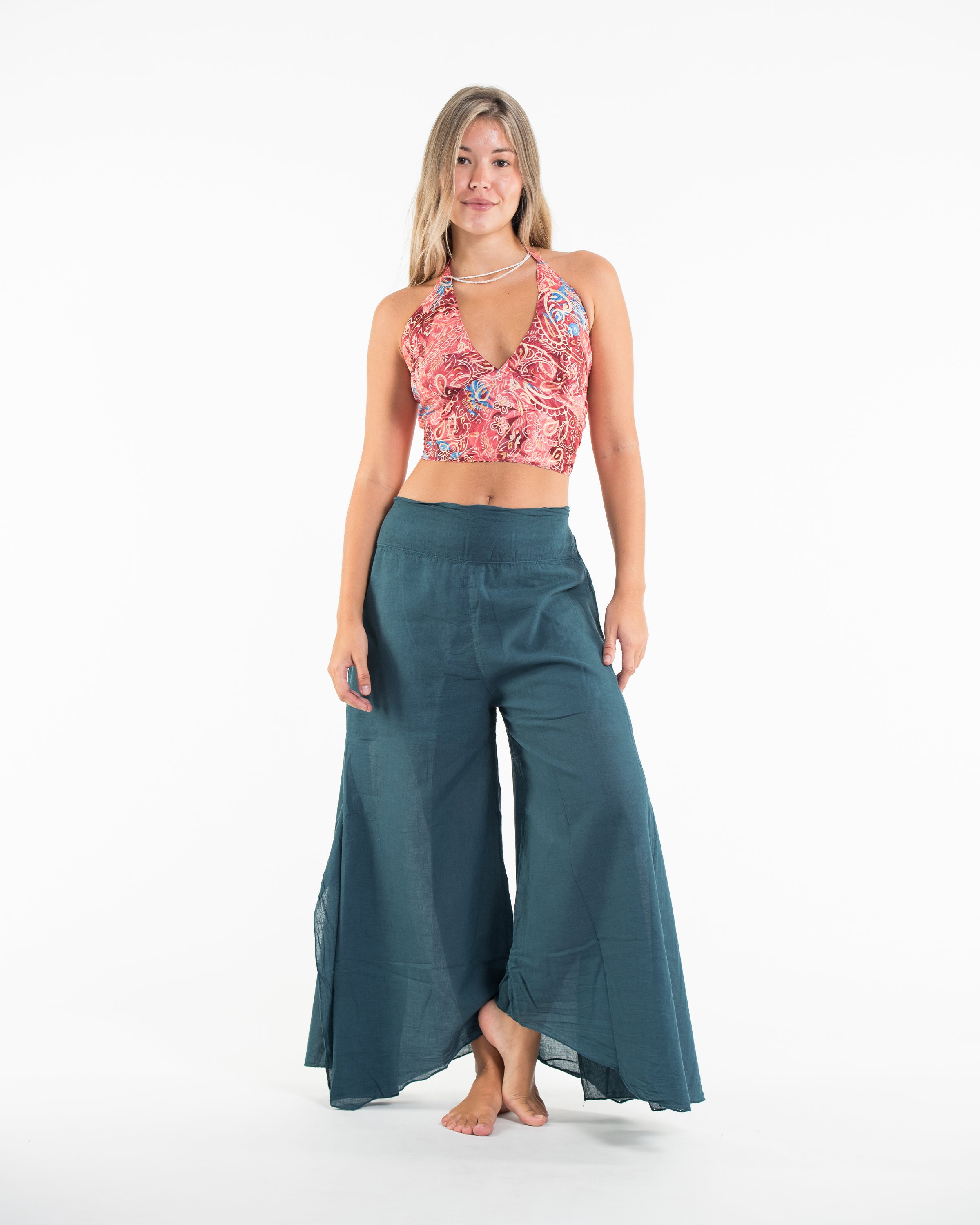 Paisley Halter Crop Top in Rosy Bloom