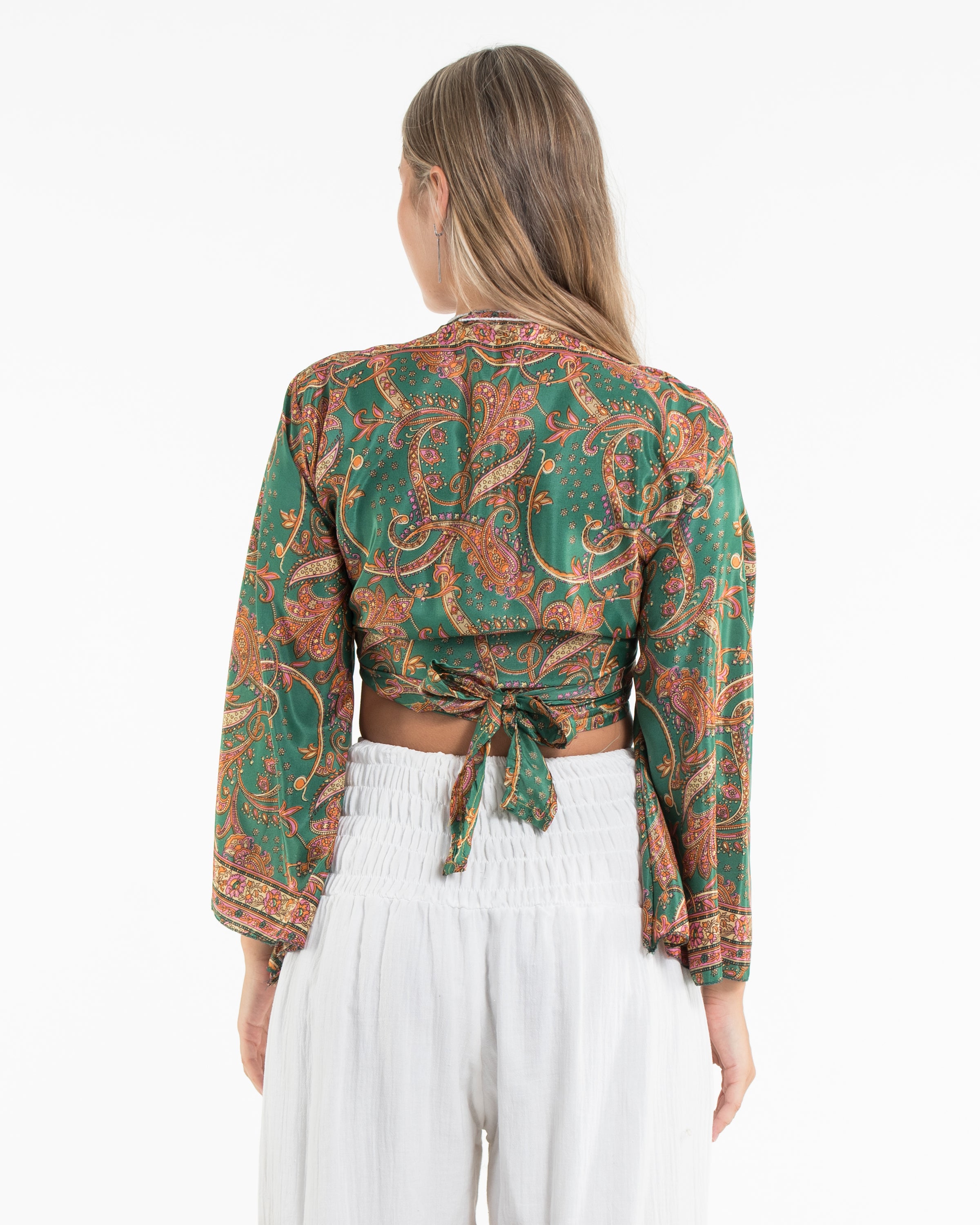 Celestial Paisley Tie Top in Green