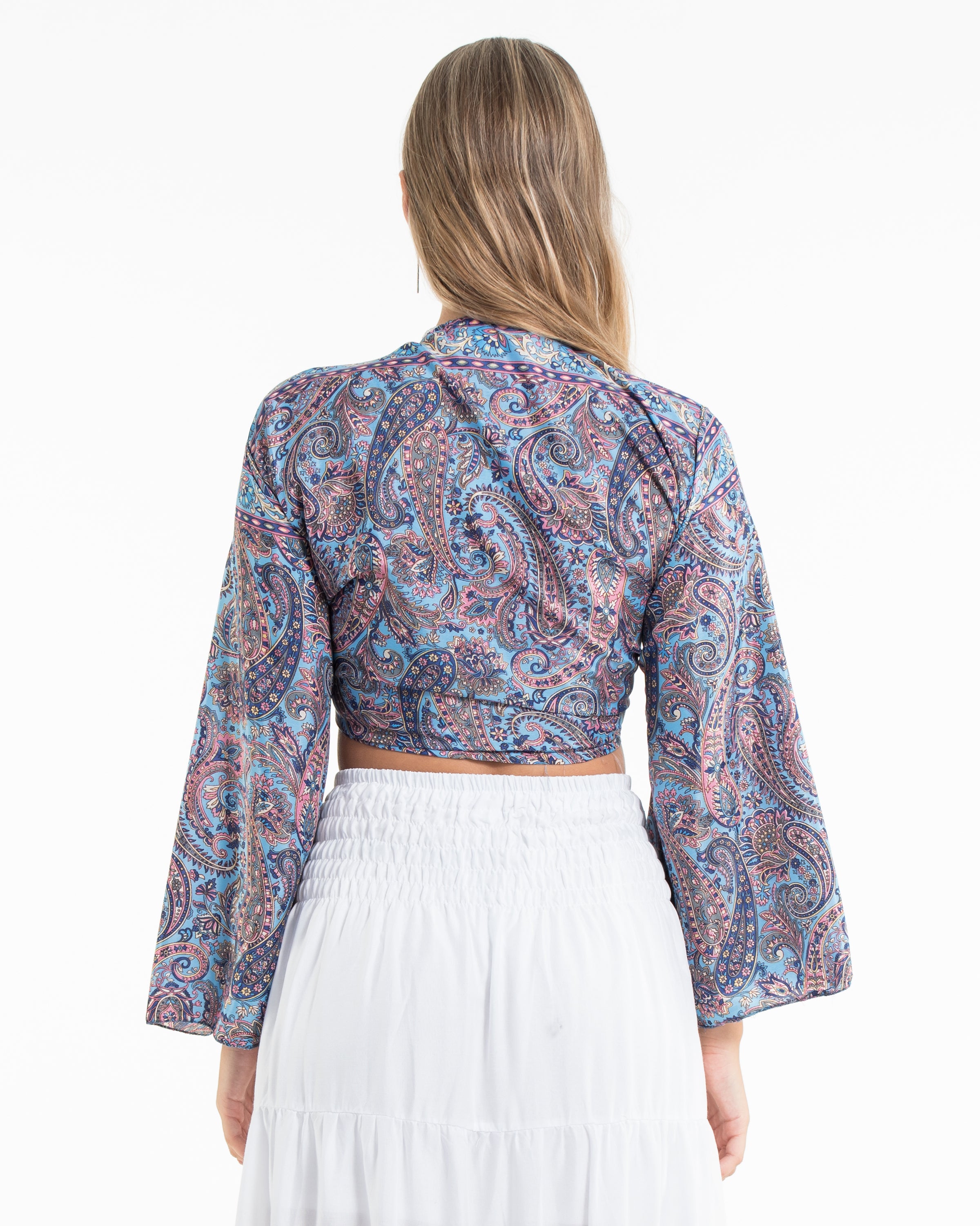 Twilight Paisley Tie Top in Light Blue