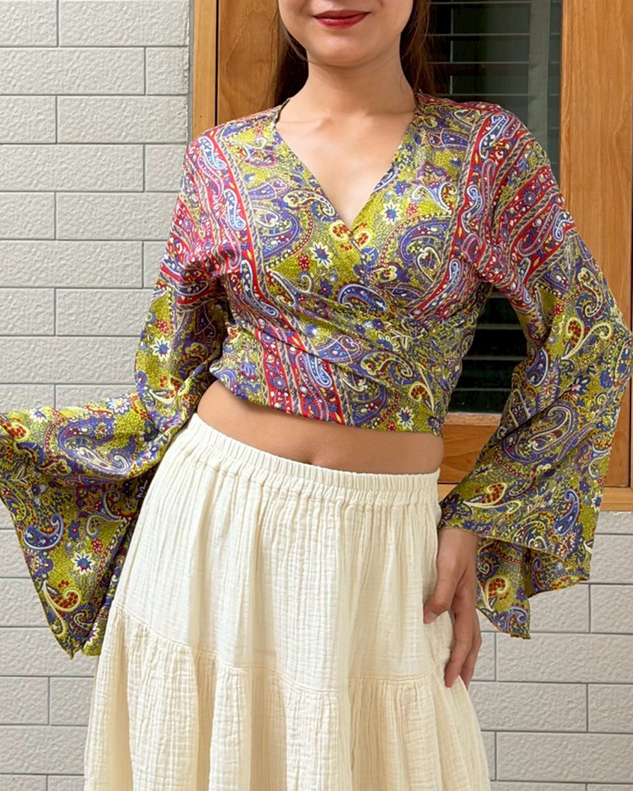 Solstice Paisley Tie Top in Green